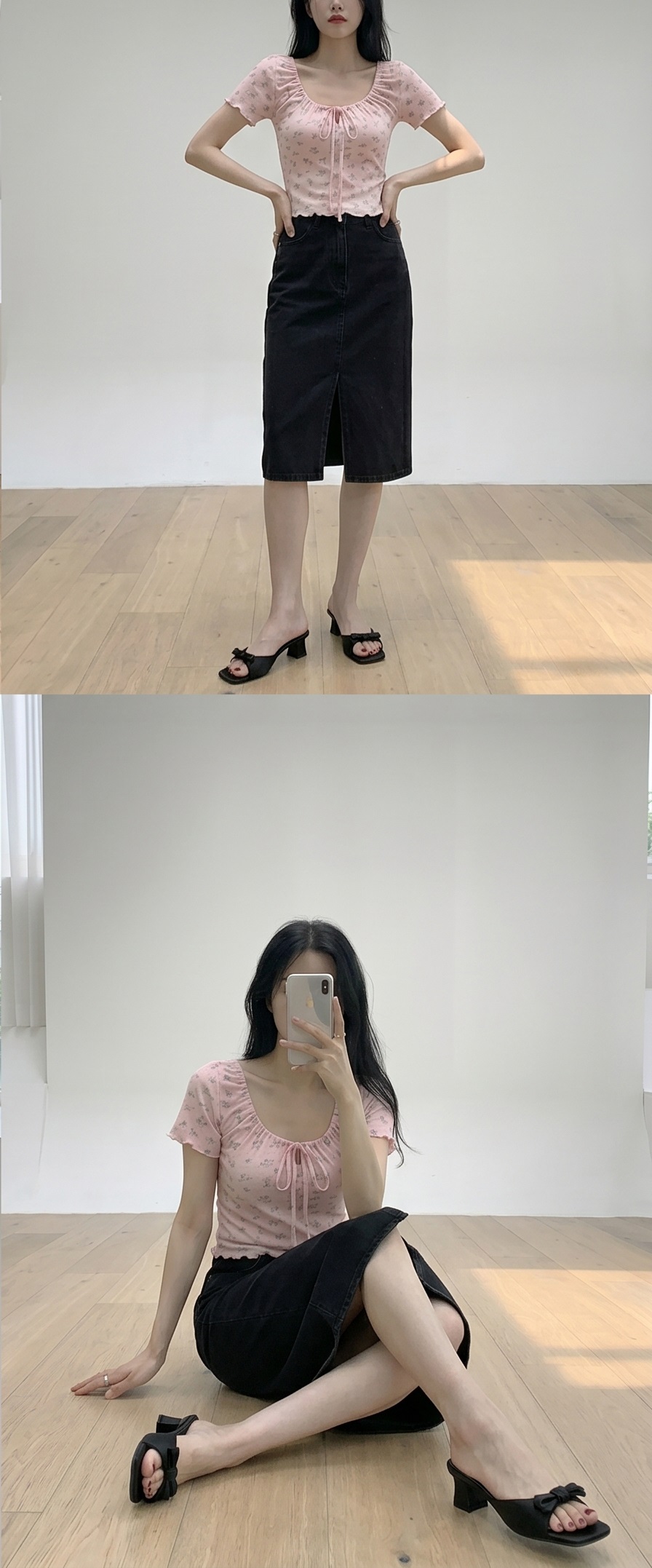 ストラップメロウ半袖リボン小花柄Tシャツ | 詳細画像5