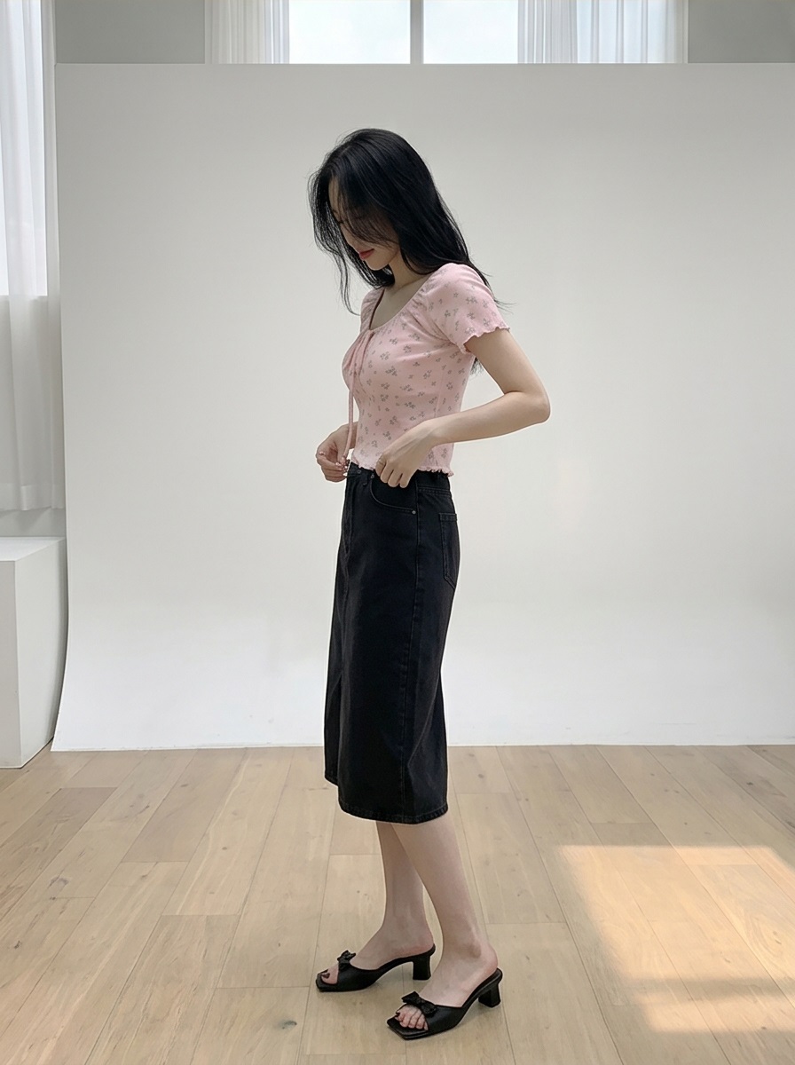 ストラップメロウ半袖リボン小花柄Tシャツ | 詳細画像8