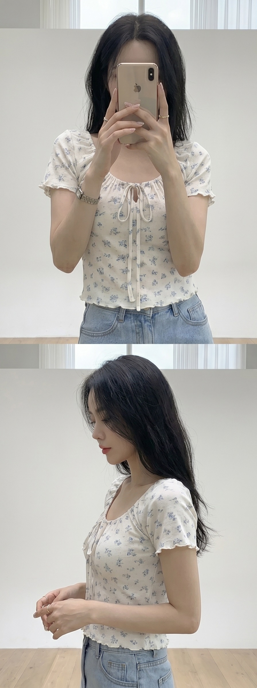 ストラップメロウ半袖リボン小花柄Tシャツ | 詳細画像12