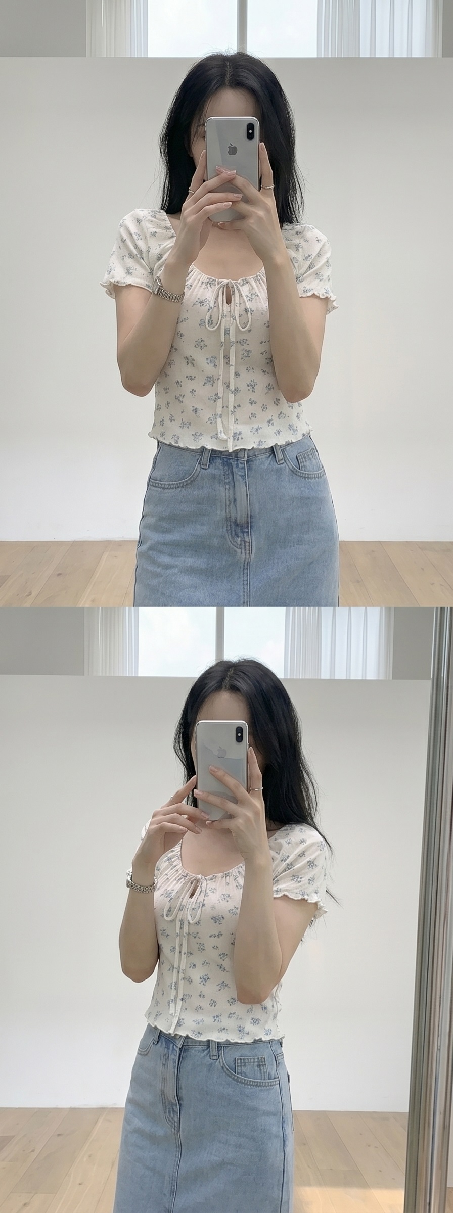 ストラップメロウ半袖リボン小花柄Tシャツ | 詳細画像15