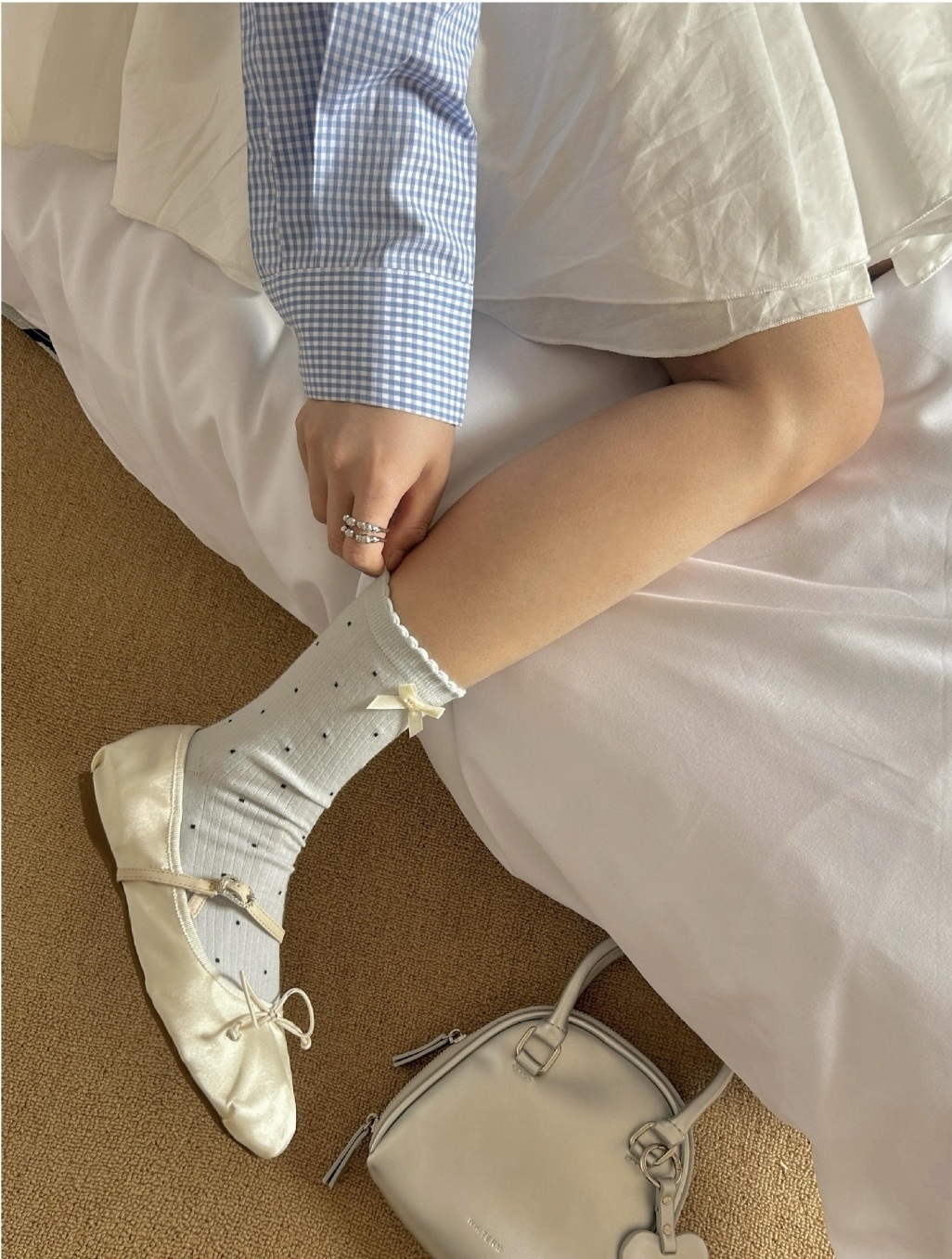 リボン(固定)メロウドットチェックソックスセット | 詳細画像15