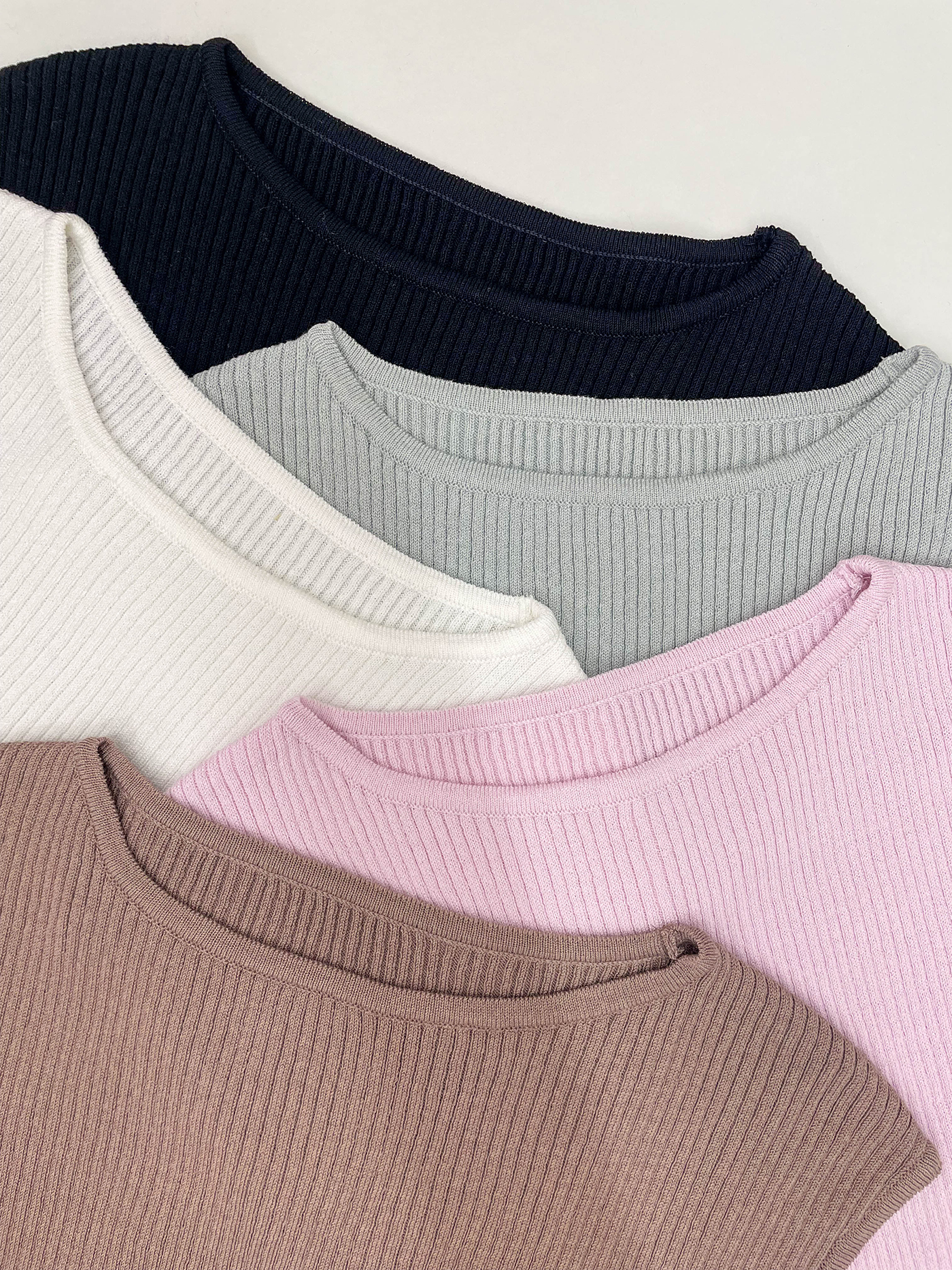 リブクールラウンドネックフレンチスリーブニット | 詳細画像4