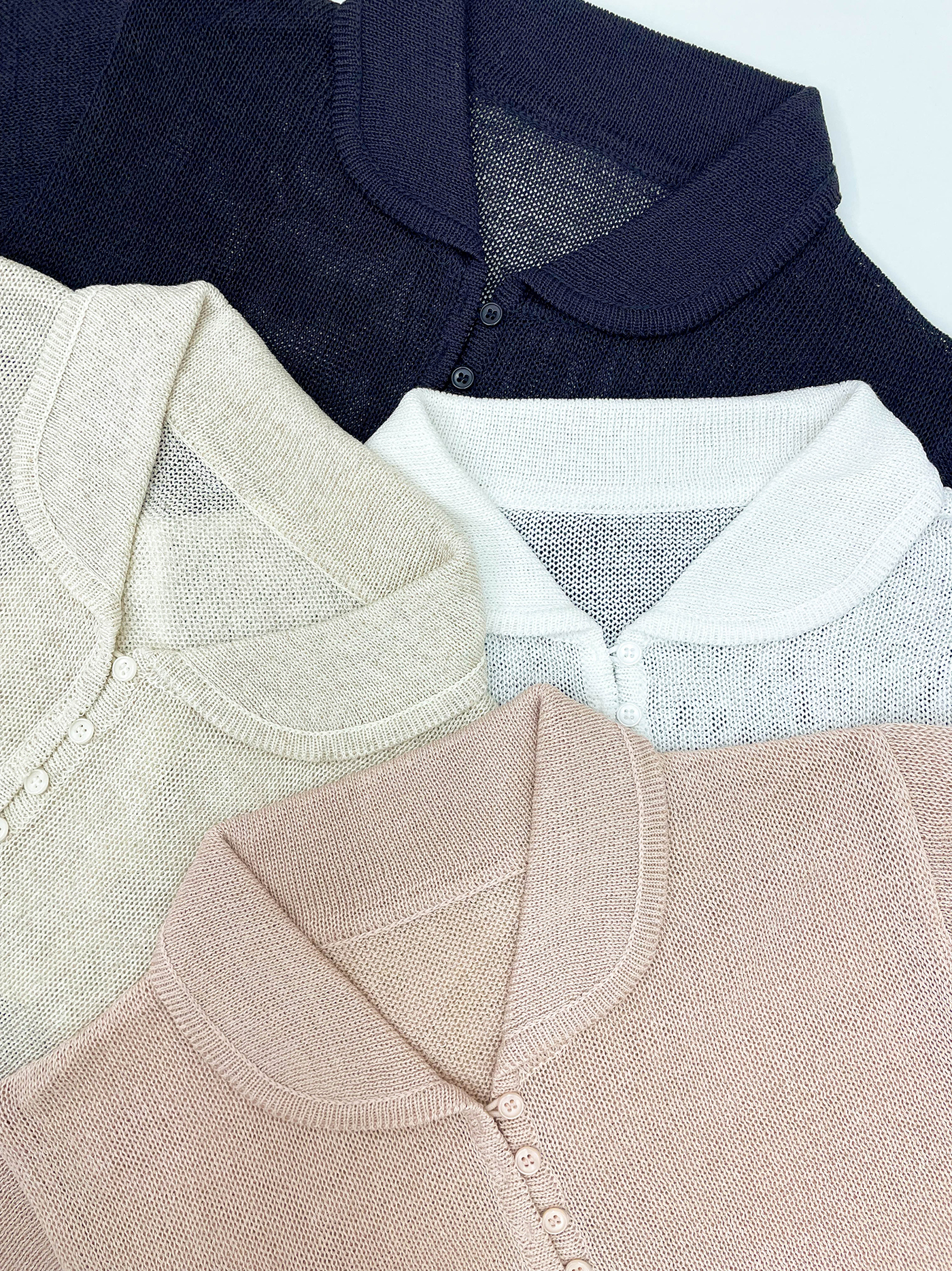 リネン混ボタンカラー半袖ニット | 詳細画像4