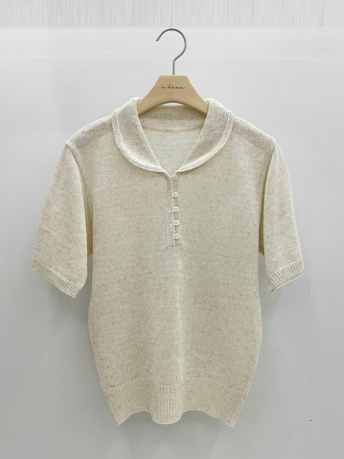 リネン混ボタンカラー半袖ニット | 詳細画像17