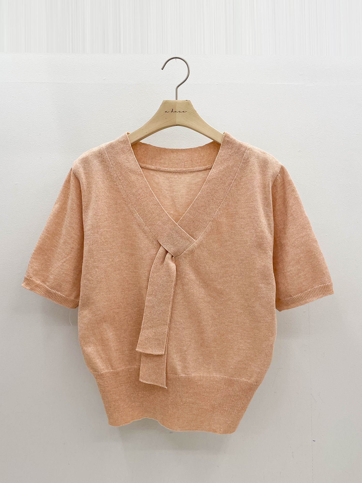 リネン混ボウタイVネック半袖ニット | 詳細画像15