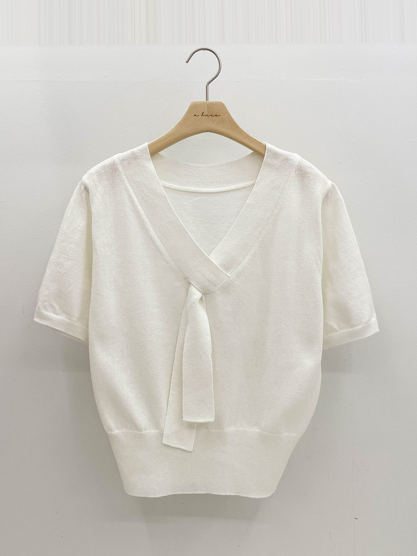 リネン混ボウタイVネック半袖ニット | 詳細画像17