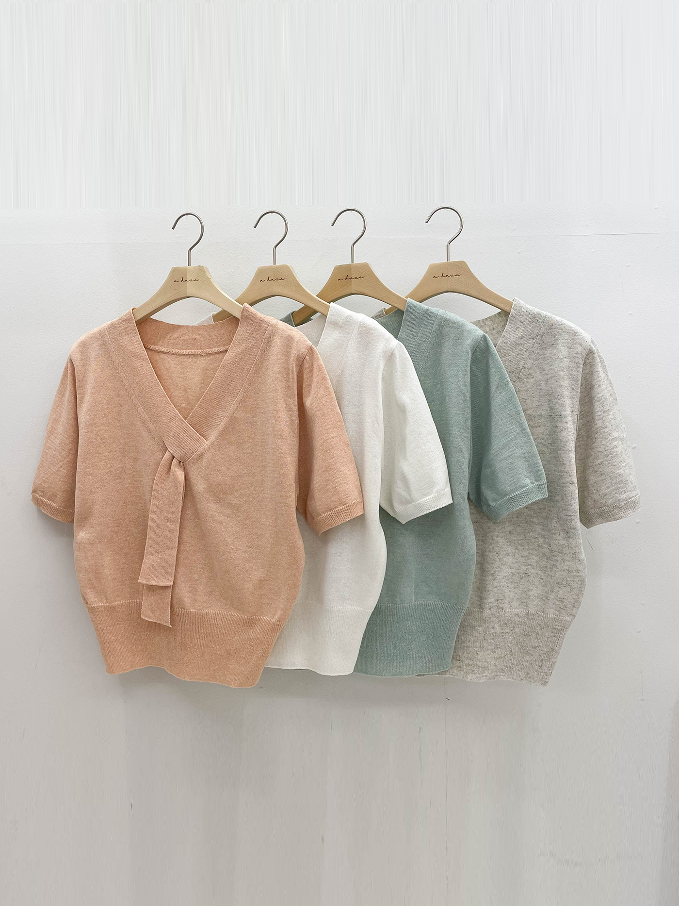 リネン混ボウタイVネック半袖ニット | 詳細画像19