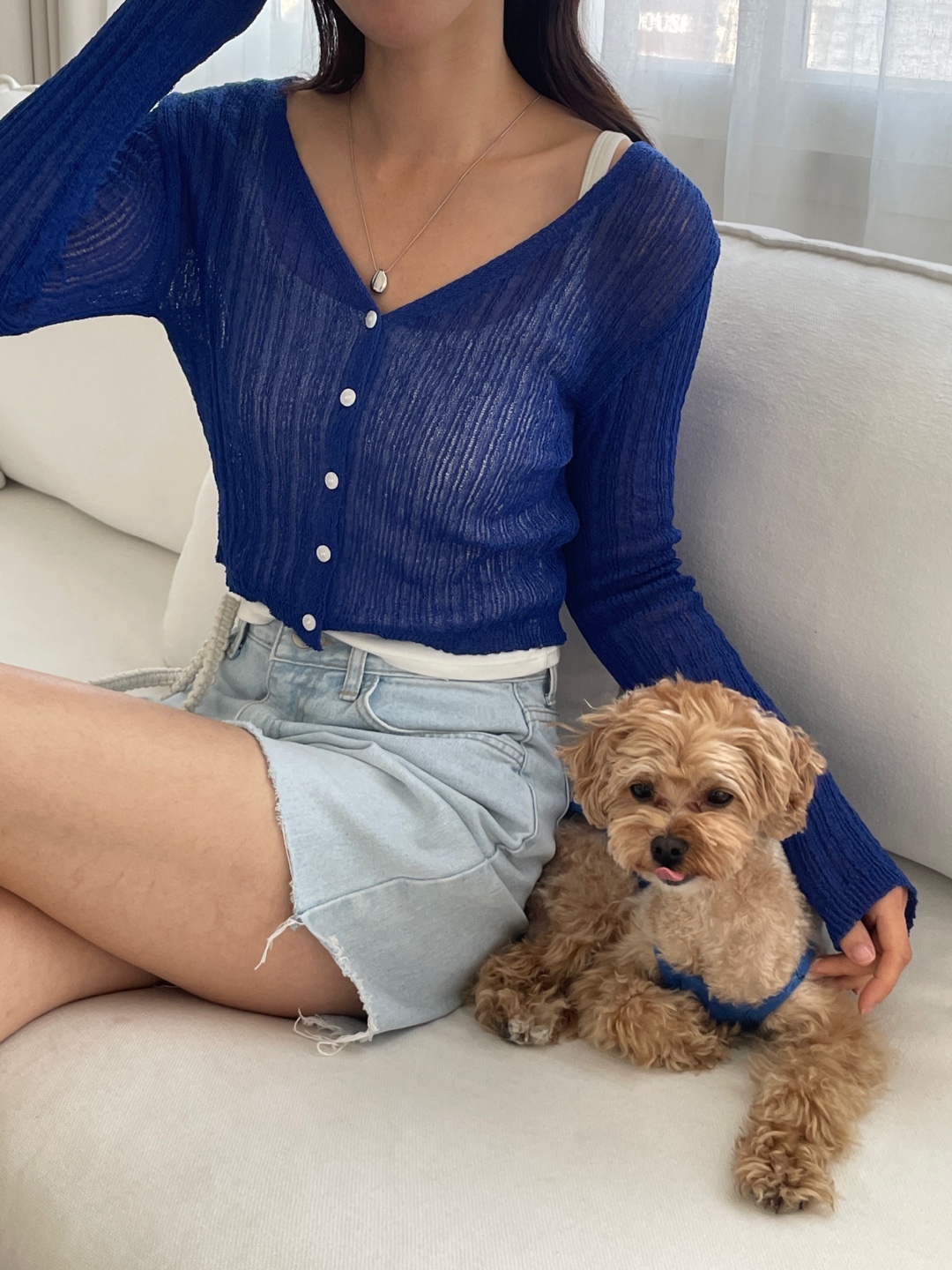 ブークレVネッククロップド長袖カーディガン | 詳細画像8