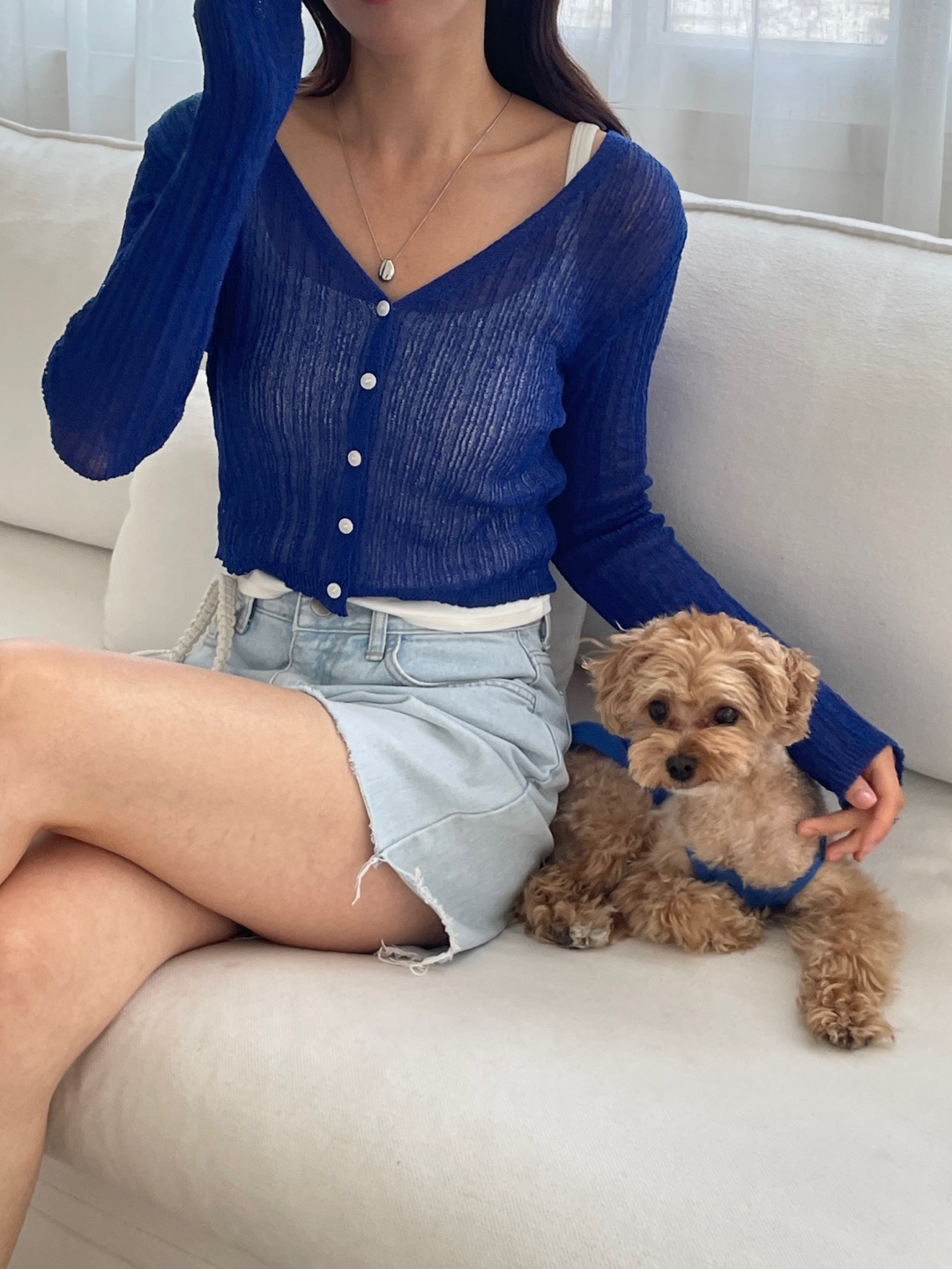 ブークレVネッククロップド長袖カーディガン | 詳細画像7