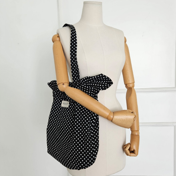 コットンシャーリングラッフルパッチドットトートバッグ | 詳細画像4