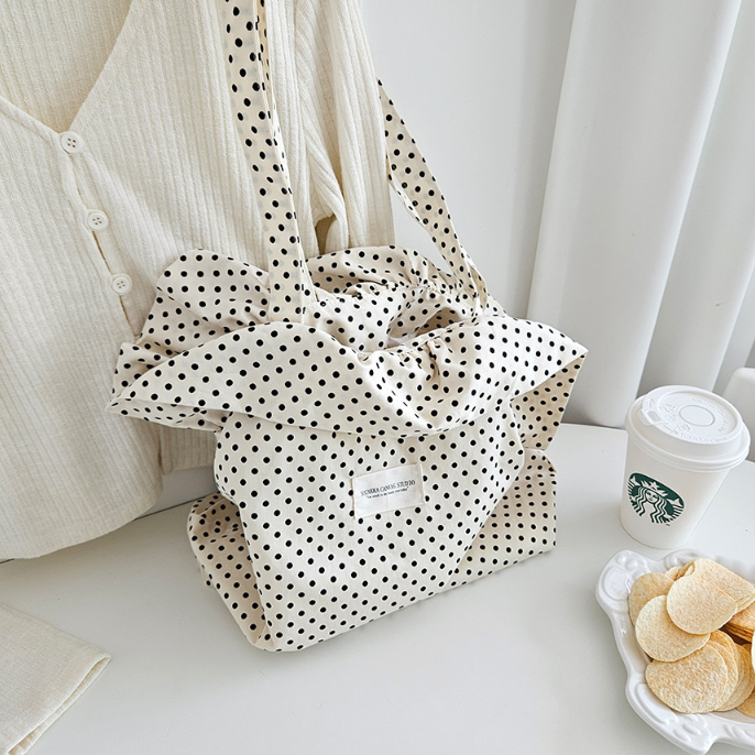 コットンシャーリングラッフルパッチドットトートバッグ | 詳細画像6