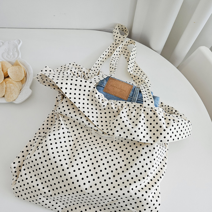 コットンシャーリングラッフルパッチドットトートバッグ | 詳細画像10