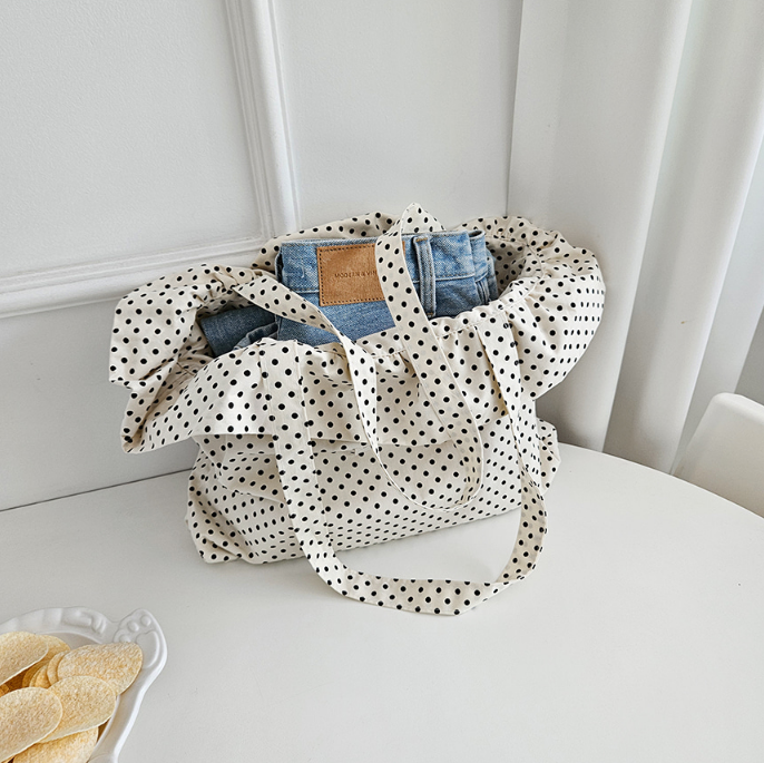 コットンシャーリングラッフルパッチドットトートバッグ | 詳細画像11