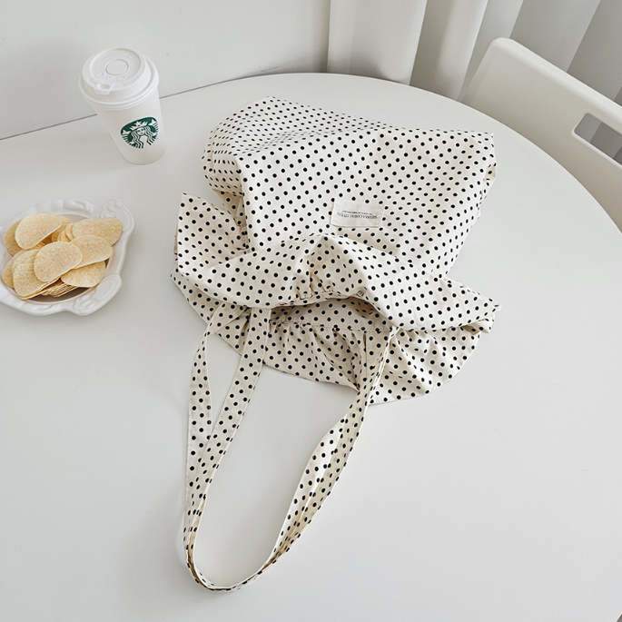 コットンシャーリングラッフルパッチドットトートバッグ | 詳細画像12