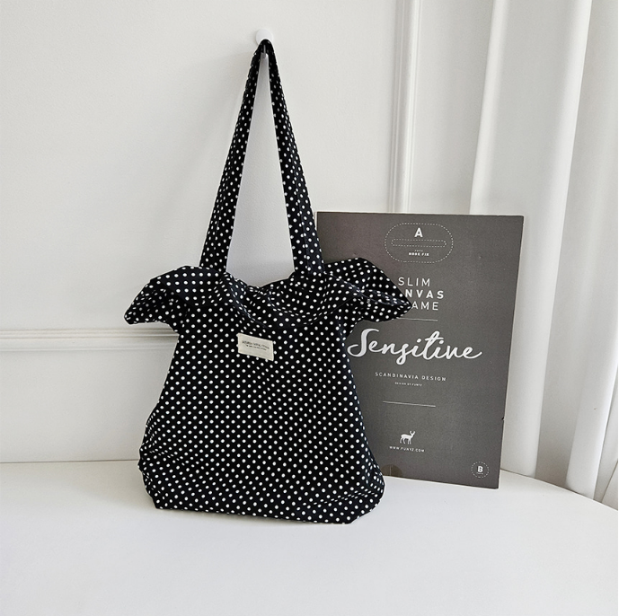 コットンシャーリングラッフルパッチドットトートバッグ | 詳細画像13