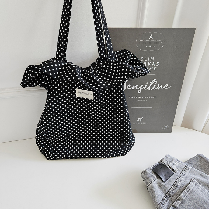 コットンシャーリングラッフルパッチドットトートバッグ | 詳細画像14