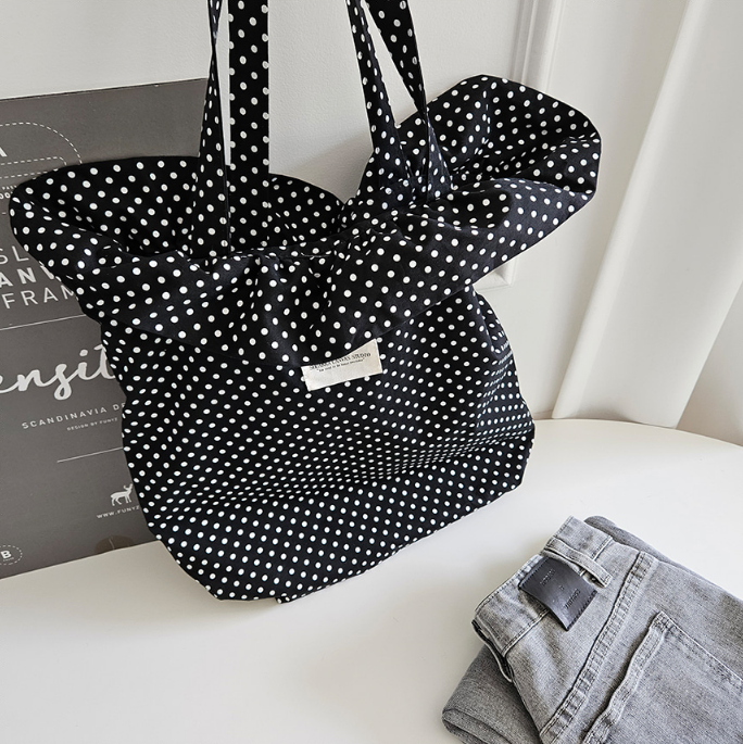 コットンシャーリングラッフルパッチドットトートバッグ | 詳細画像15