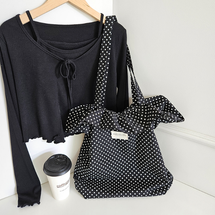 コットンシャーリングラッフルパッチドットトートバッグ | 詳細画像16