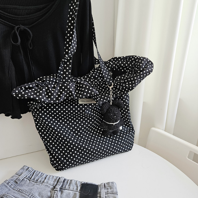 コットンシャーリングラッフルパッチドットトートバッグ | 詳細画像17