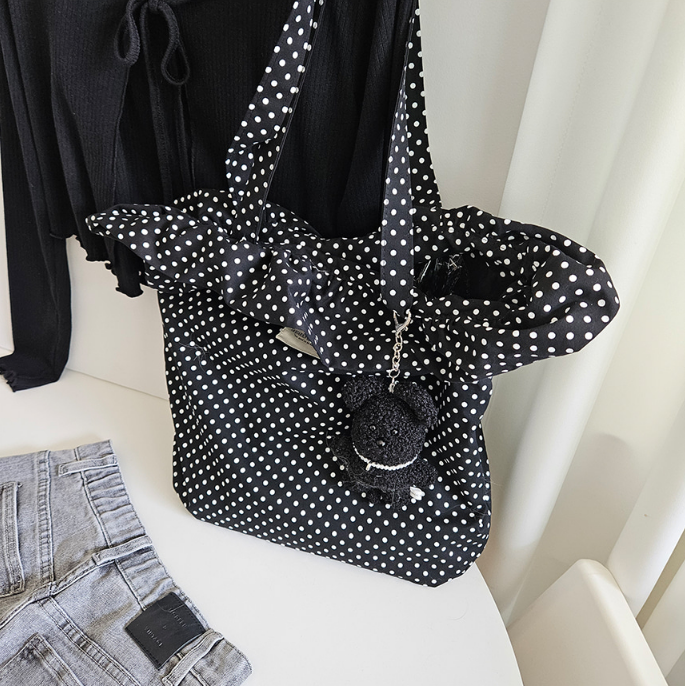 コットンシャーリングラッフルパッチドットトートバッグ | 詳細画像18