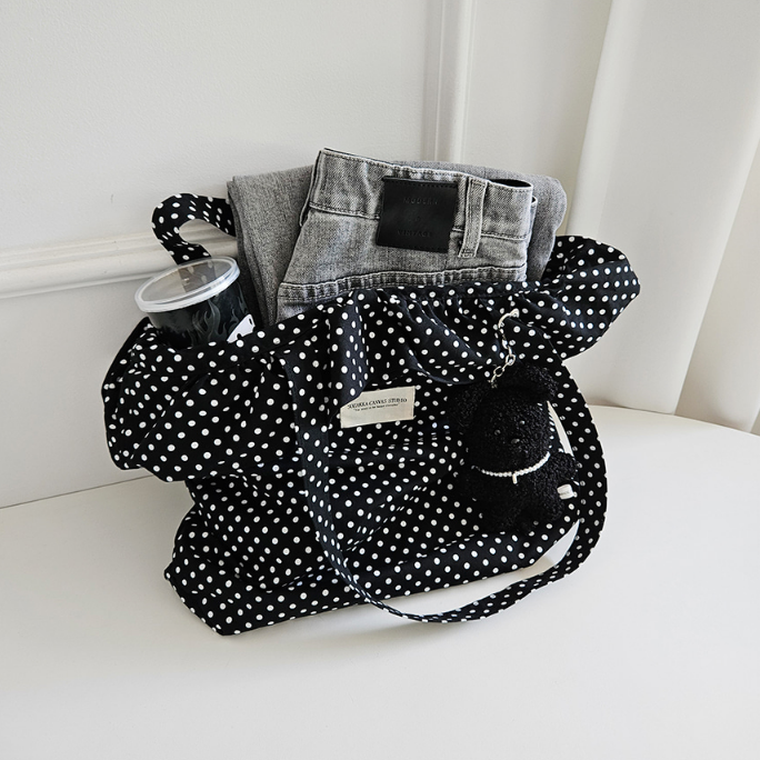 コットンシャーリングラッフルパッチドットトートバッグ | 詳細画像19