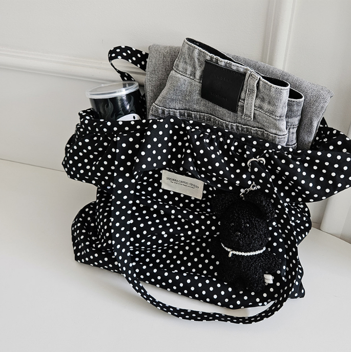 コットンシャーリングラッフルパッチドットトートバッグ | 詳細画像20