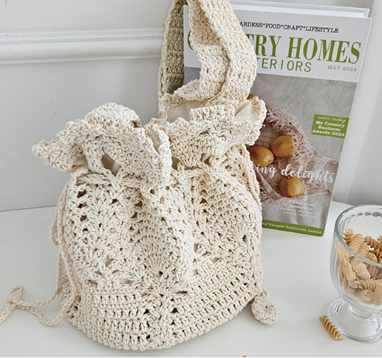 コットンシャーリングドローストリングトートバッグ | 詳細画像3