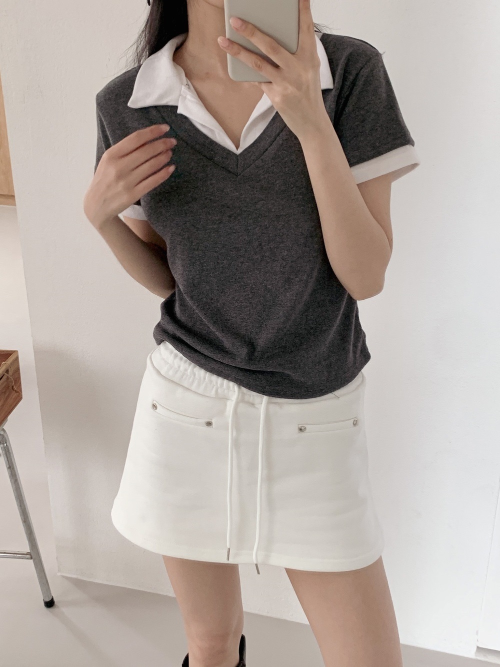 配色カラーベーシックスリム半袖Tシャツ | 詳細画像4