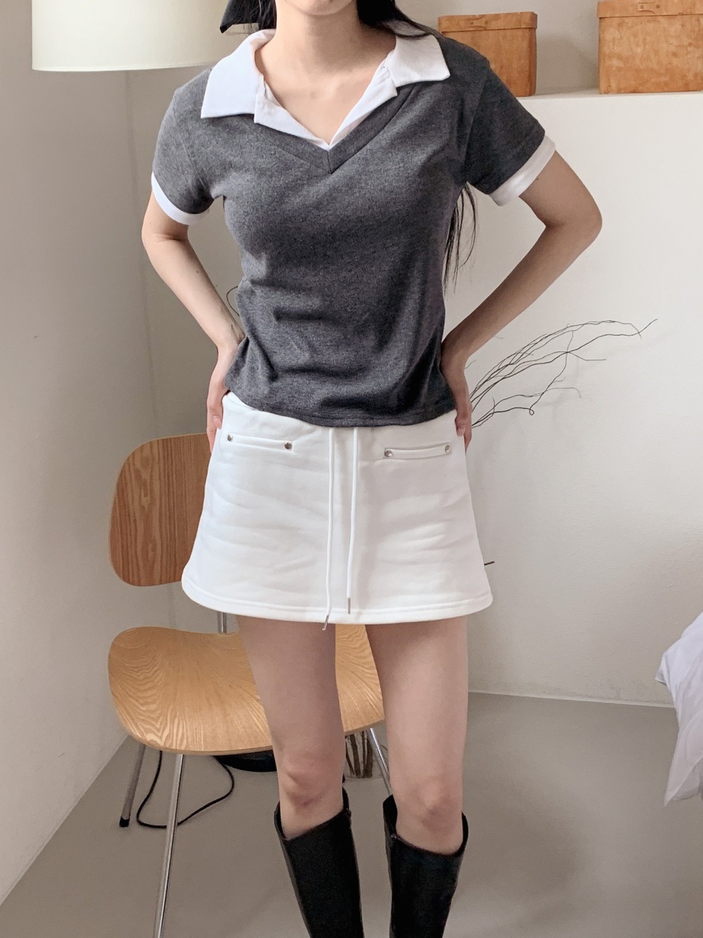 配色カラーベーシックスリム半袖Tシャツ | 詳細画像5