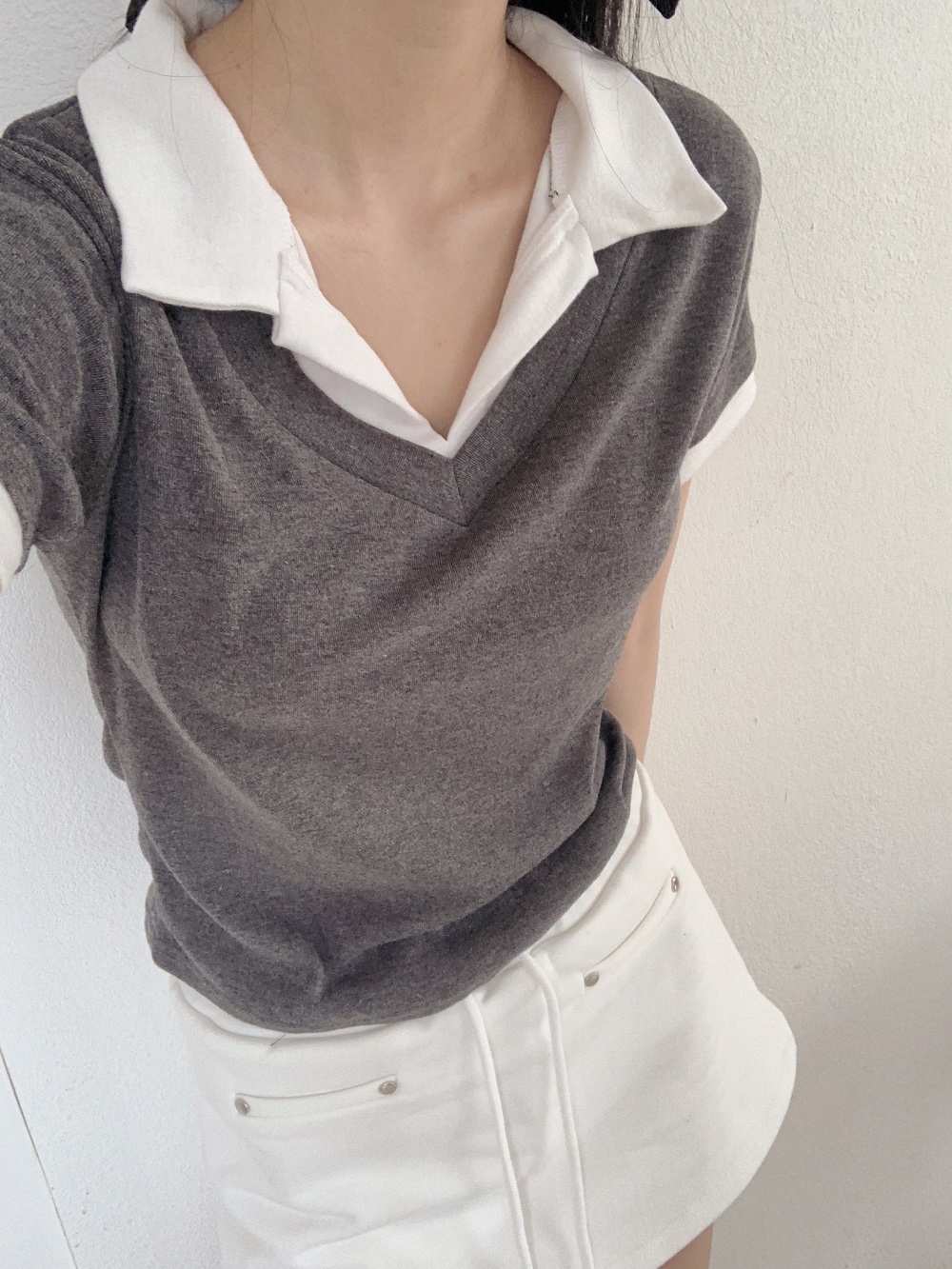 配色カラーベーシックスリム半袖Tシャツ | 詳細画像9