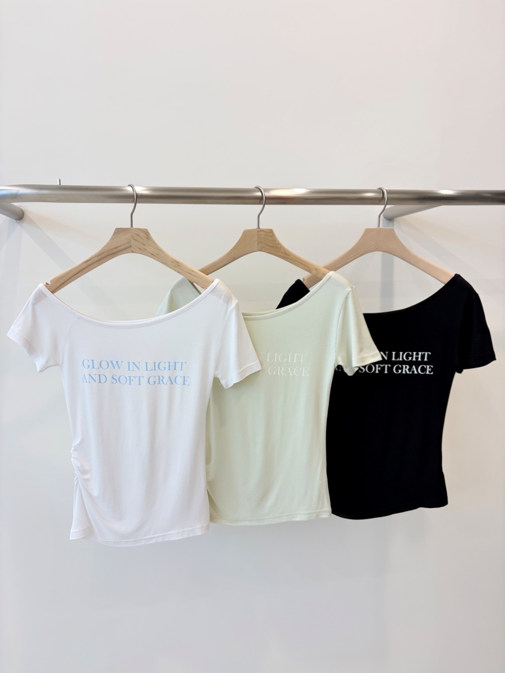 ワンショルダーベーシックスリム半袖ロゴTシャツ | 詳細画像2