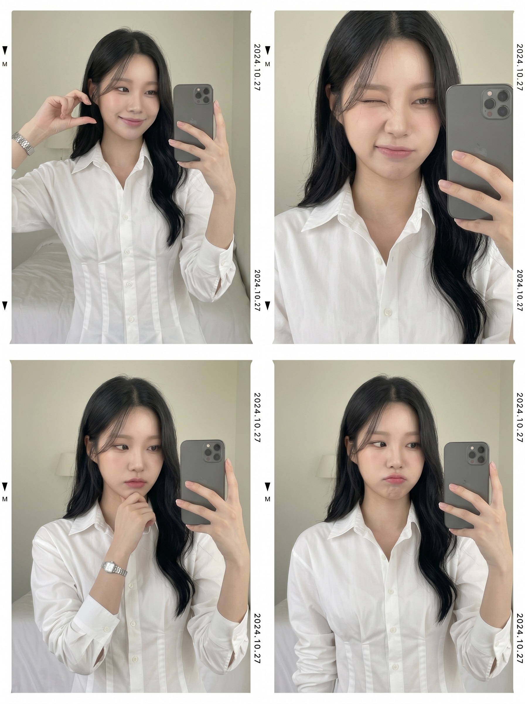 コットンボタンカラーペプラムスリム長袖シャツ | 詳細画像2