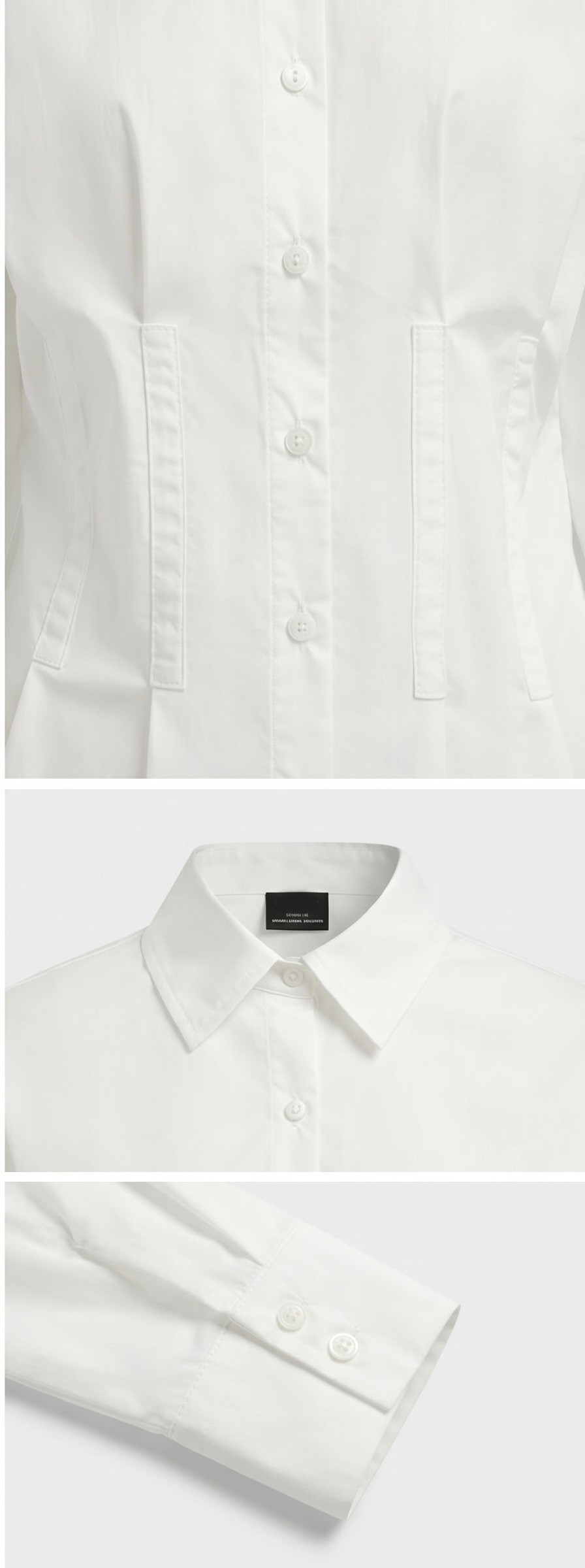 コットンボタンカラーペプラムスリム長袖シャツ | 詳細画像13