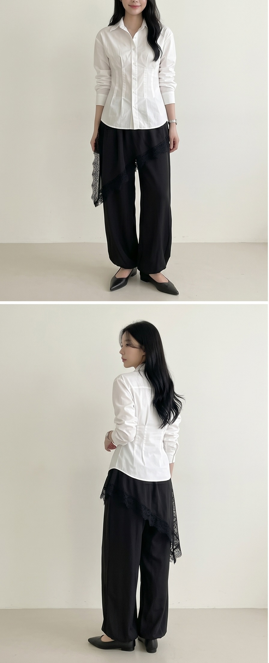 レースウエストゴムラップ調ワイドスカートパンツジョガーパンツ | 詳細画像2