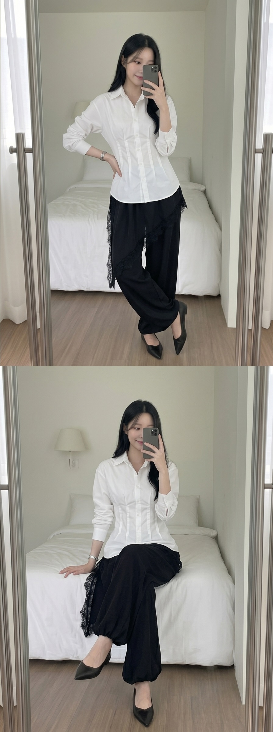 レースウエストゴムラップ調ワイドスカートパンツジョガーパンツ | 詳細画像10