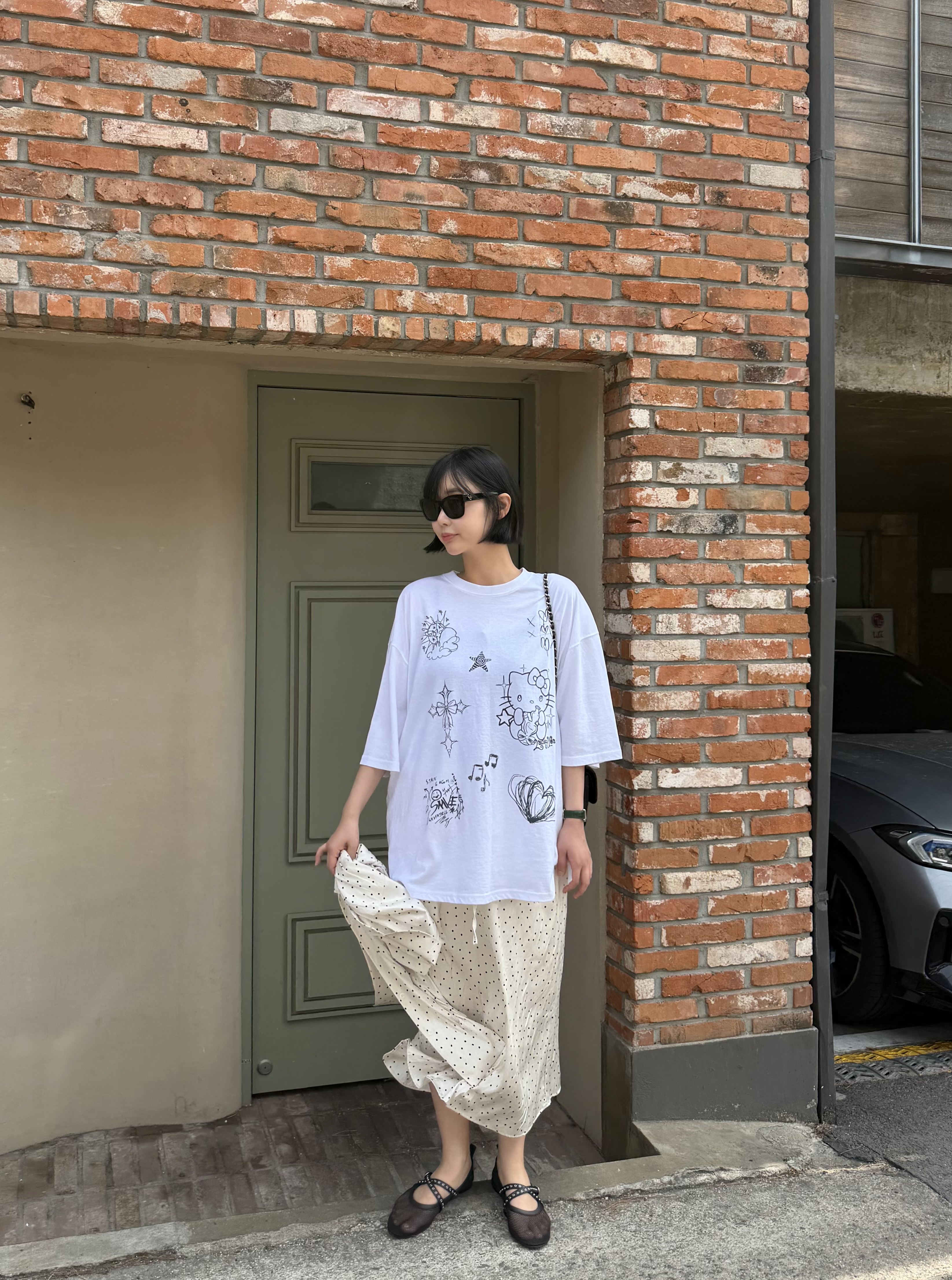 ウエストゴムスリムロングドットスカート | 詳細画像6