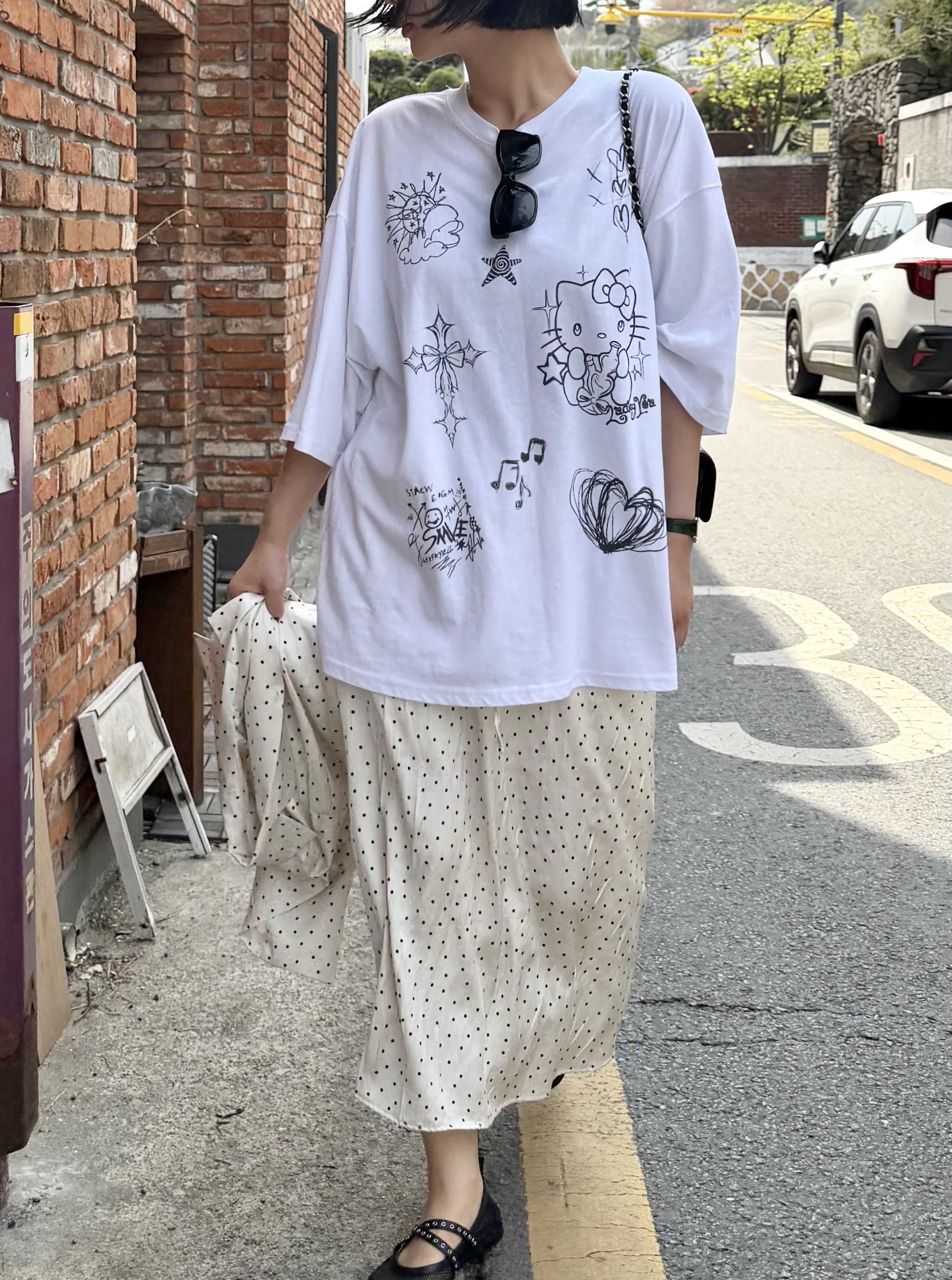 ウエストゴムスリムロングドットスカート | 詳細画像3