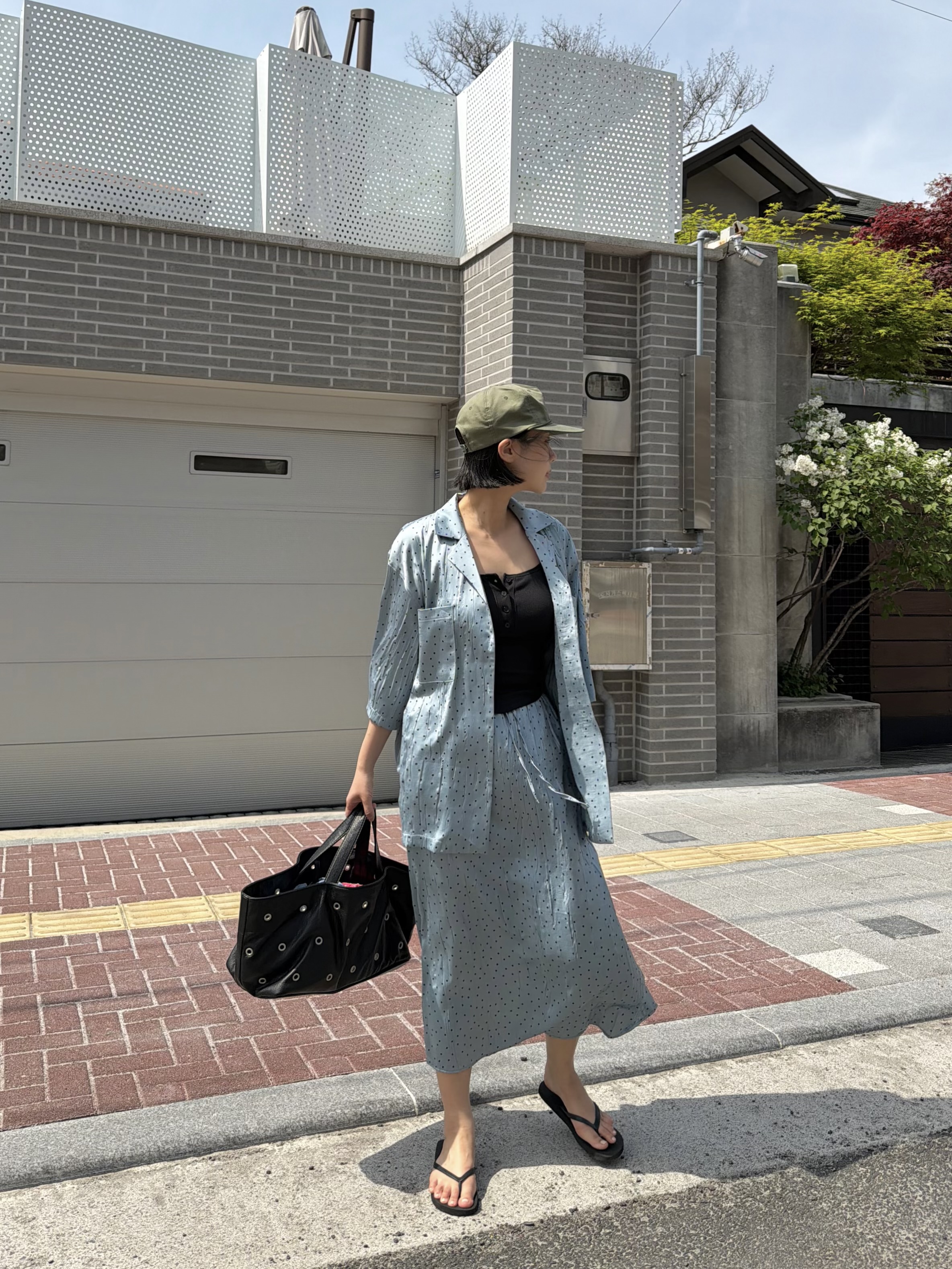 ウエストゴムスリムロングドットスカート | 詳細画像10