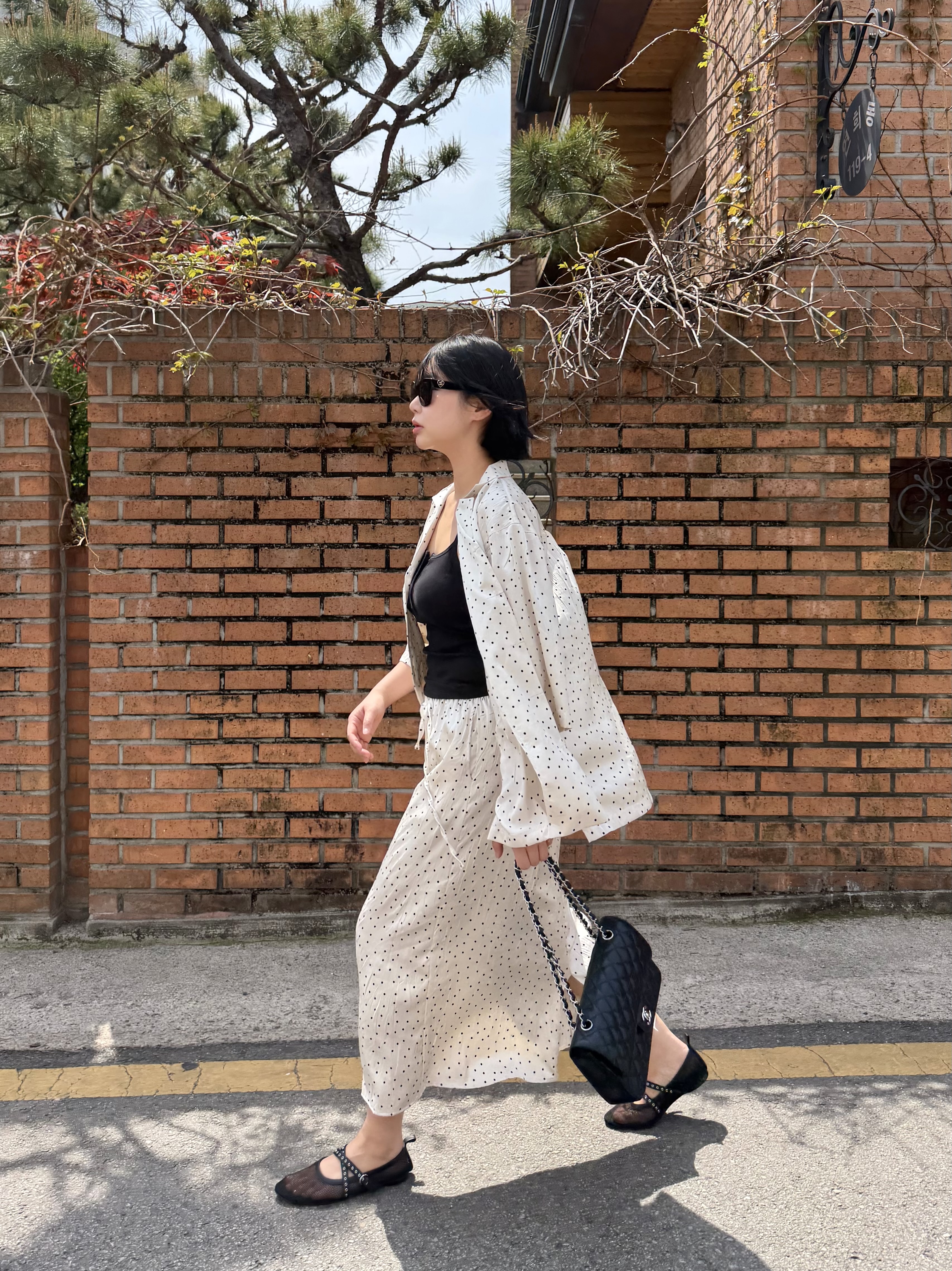 ボタンカラーボクシールーズ半袖長袖ドットシャツ | 詳細画像10