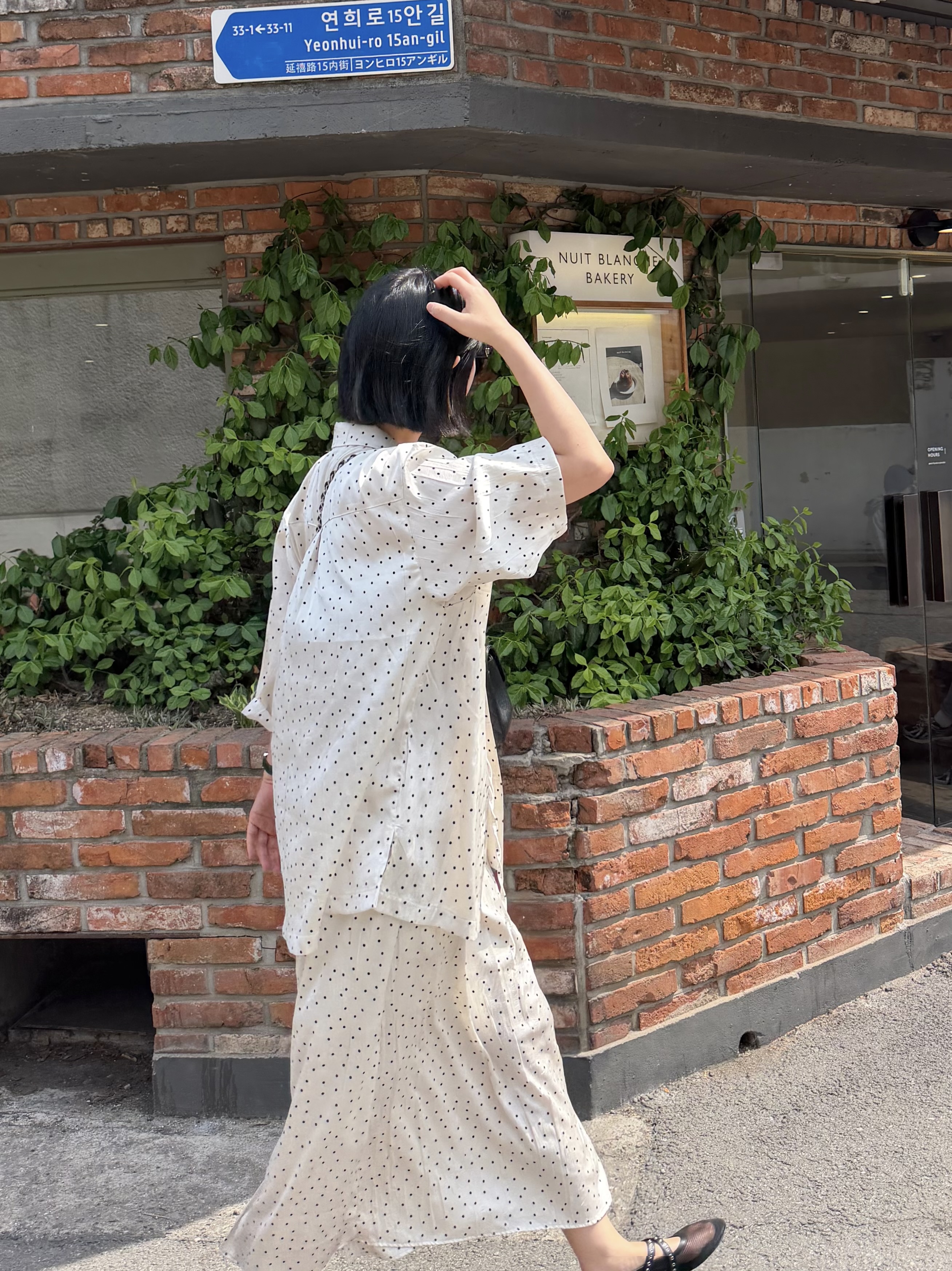 ボタンカラーボクシールーズ半袖長袖ドットシャツ | 詳細画像6