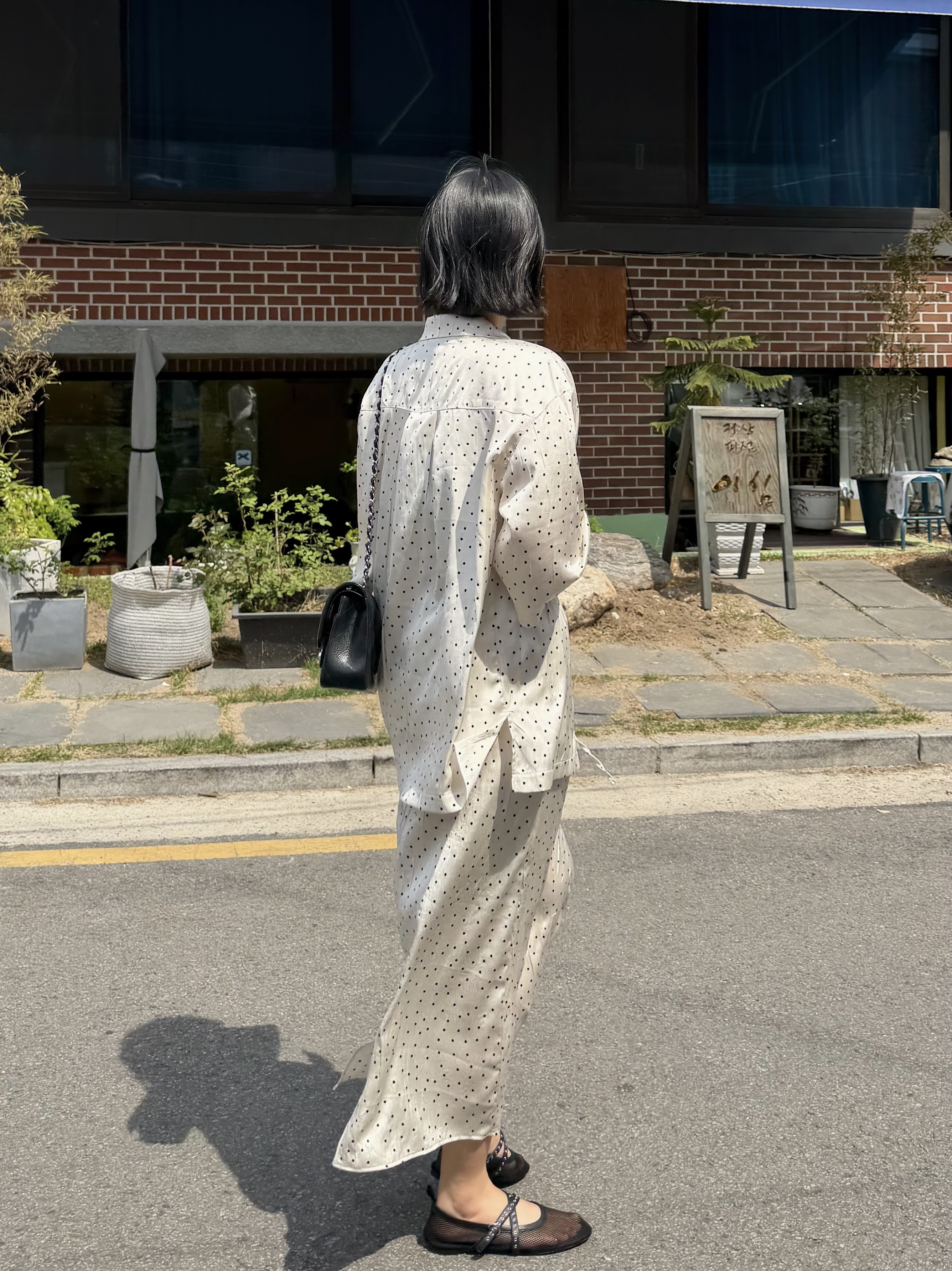 ボタンカラーボクシールーズ半袖長袖ドットシャツ | 詳細画像12