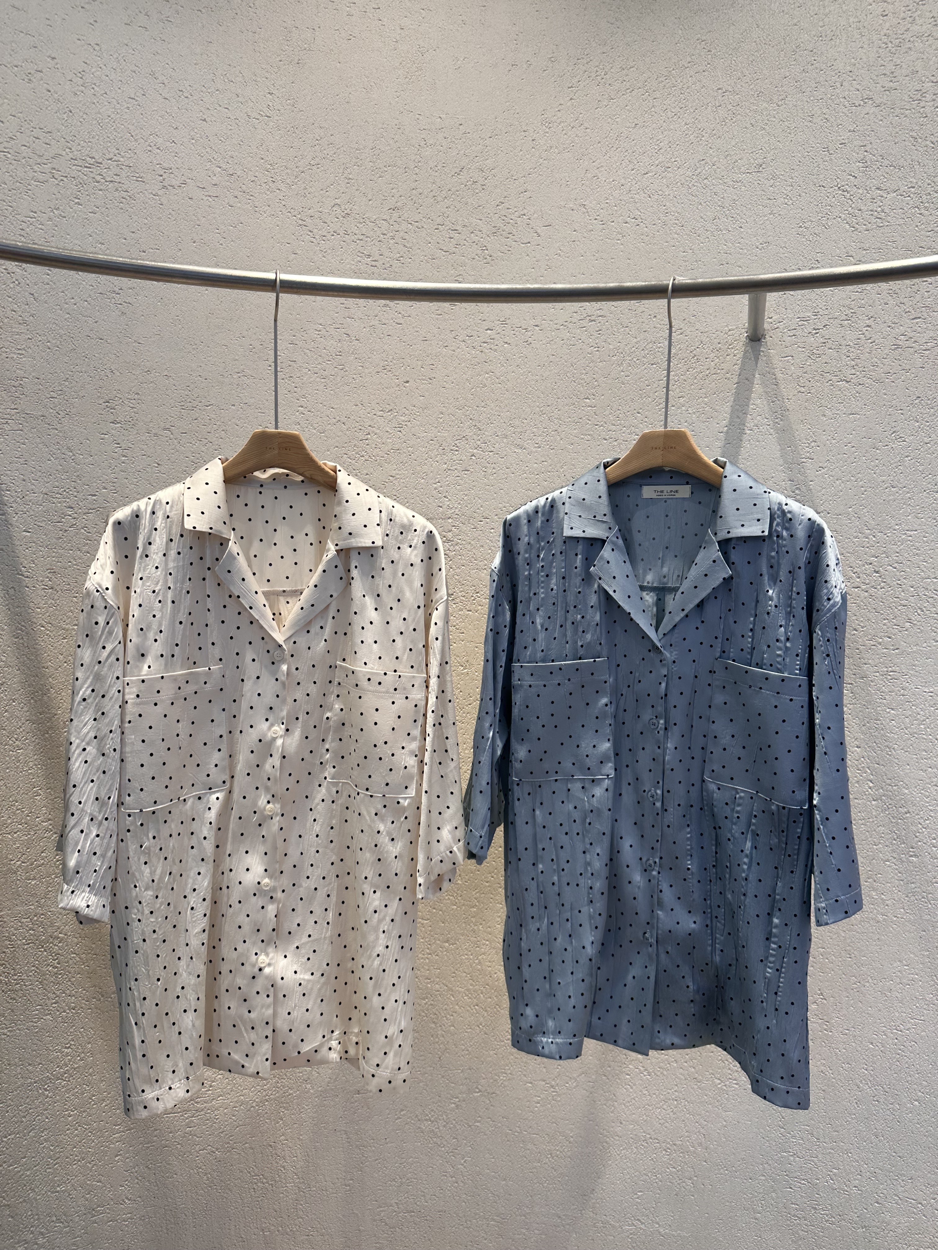 ボタンカラーボクシールーズ半袖長袖ドットシャツ | 詳細画像17