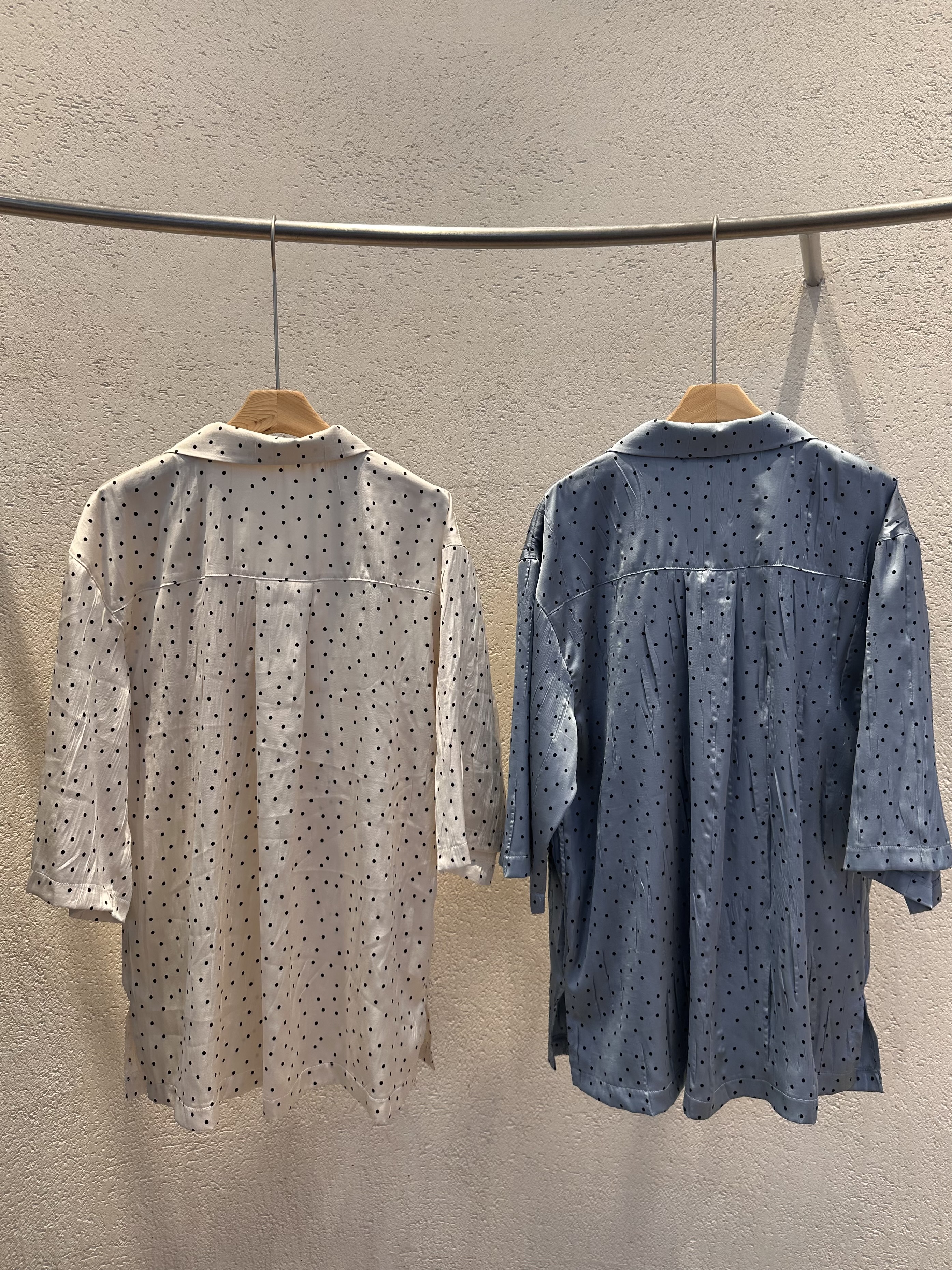 ボタンカラーボクシールーズ半袖長袖ドットシャツ | 詳細画像20