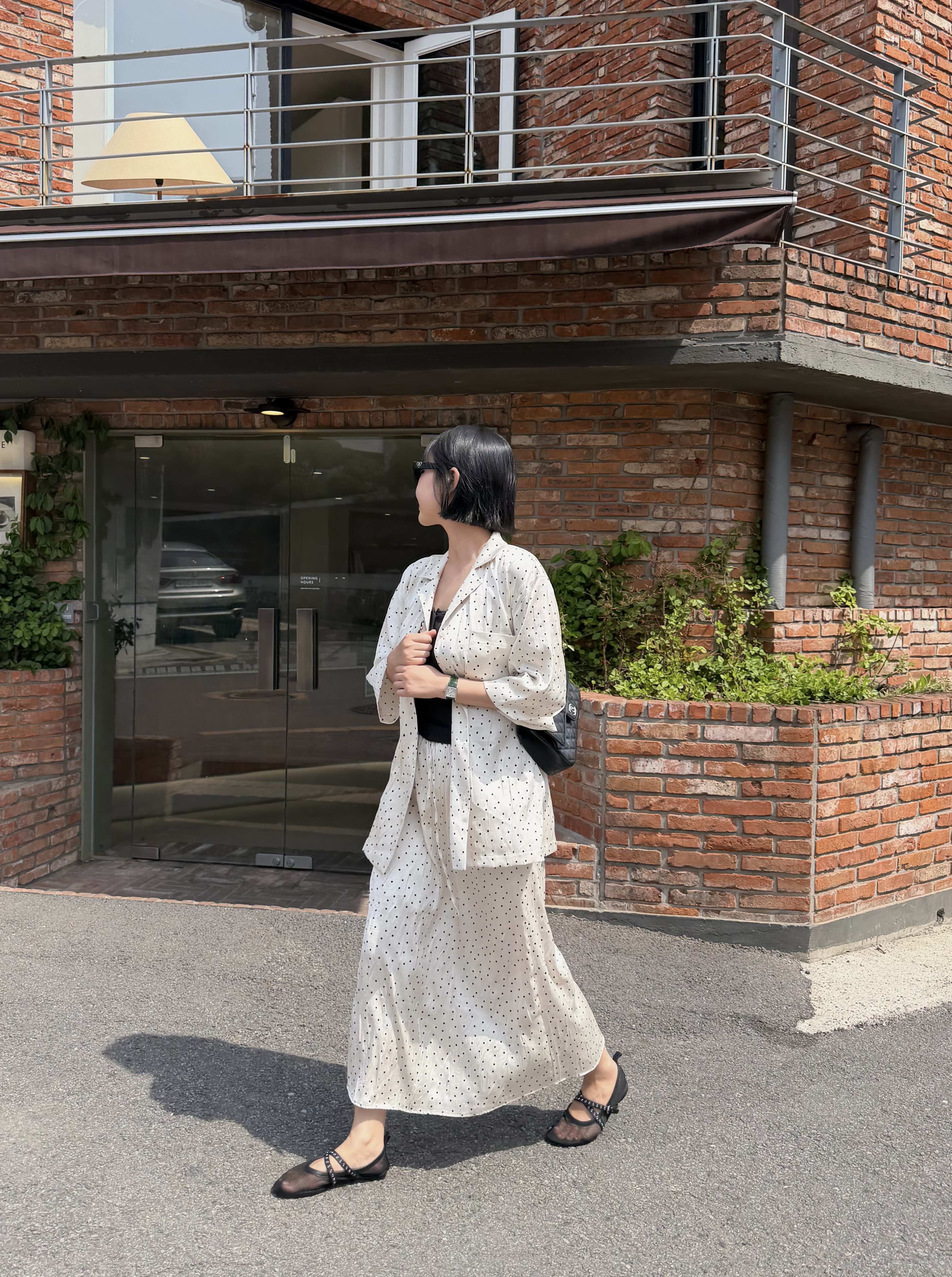 ボタンカラーボクシールーズ半袖長袖ドットシャツ | 詳細画像16