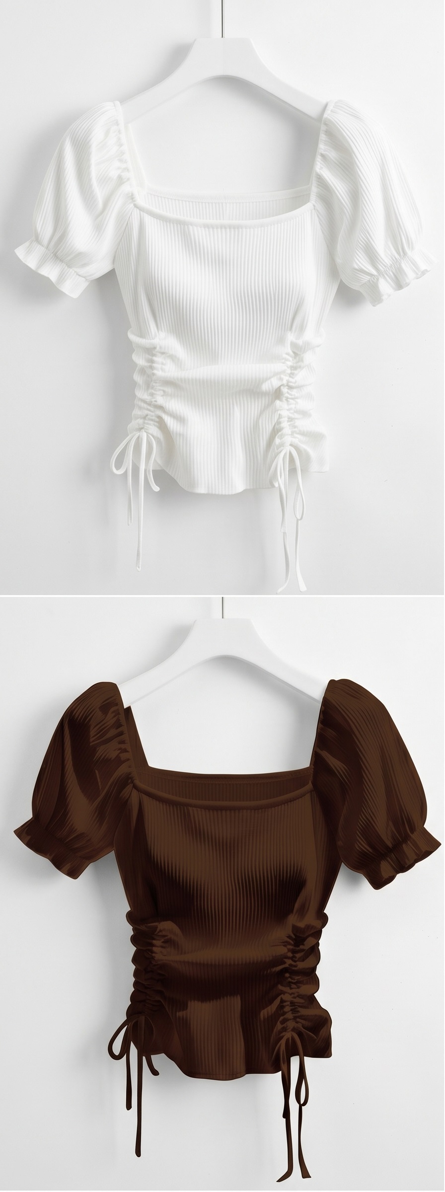 ストラップスクエアネックベーシックパフスリーブ半袖ニット | 詳細画像14