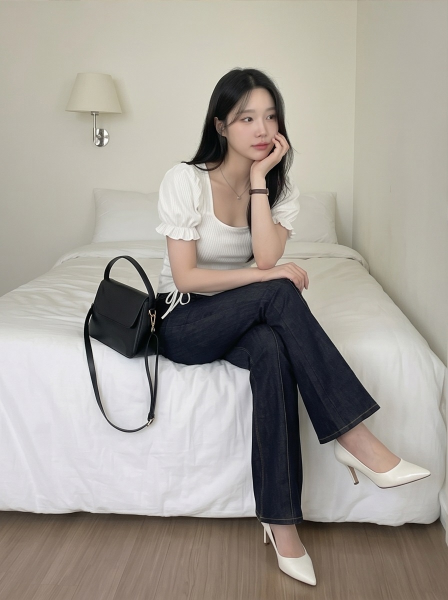 ノンウォッシュラインワイドブーツカットデニムパンツ | 詳細画像7