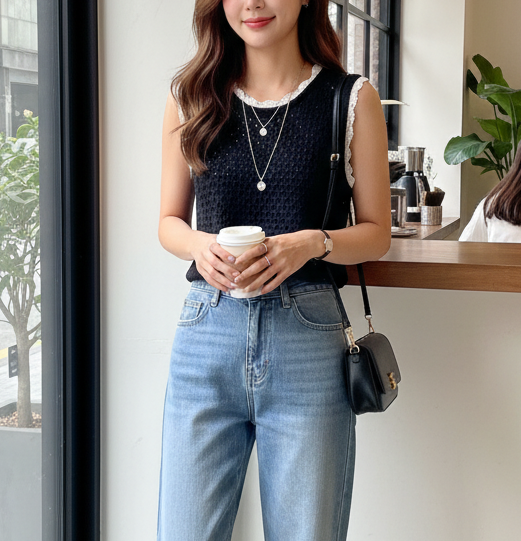 配色パンチングスリムニットキャミソール | 詳細画像4