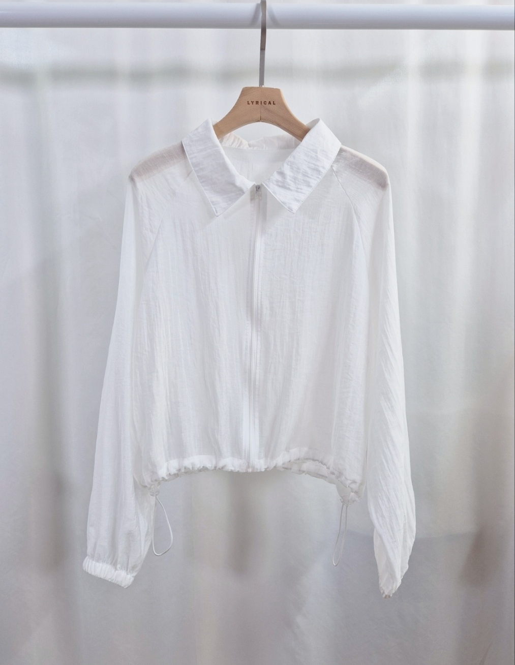 シースルージップアップカラーベーシックルーズ長袖ジャンパー | 詳細画像9