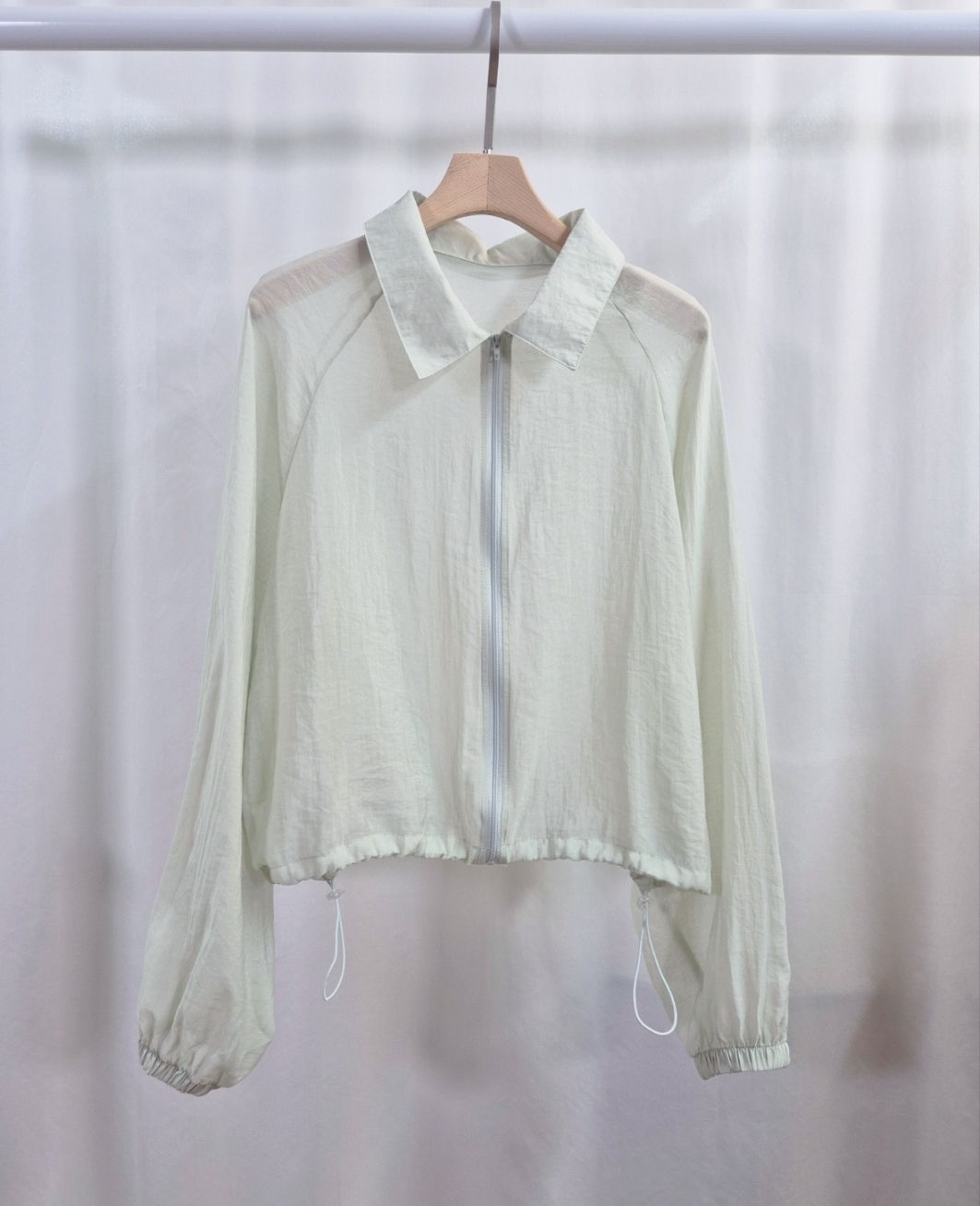 シースルージップアップカラーベーシックルーズ長袖ジャンパー | 詳細画像10