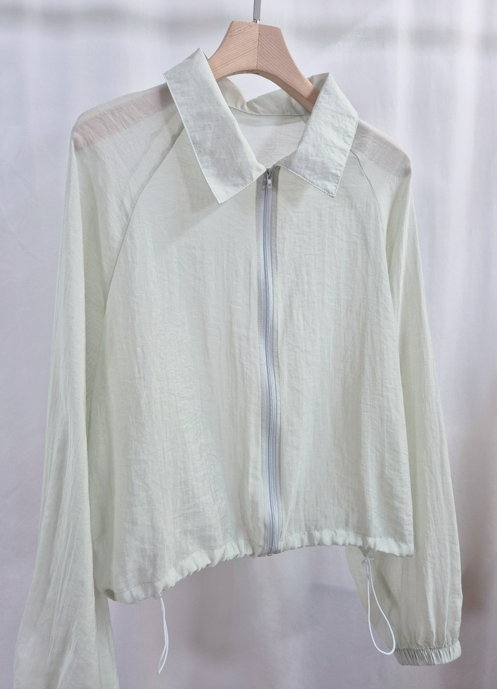 シースルージップアップカラーベーシックルーズ長袖ジャンパー | 詳細画像11